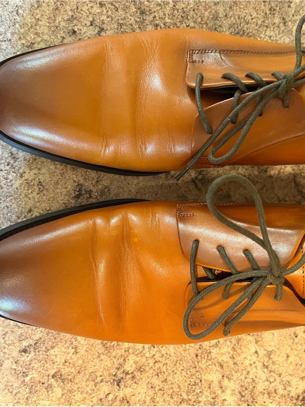 Gifennse Men's Tan Leather Dress Shoes - Lace-Up Oxfords - Picture 2 of 4